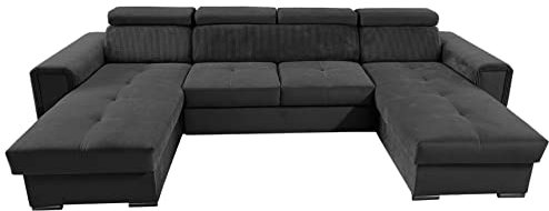 All4All Ecksofa mit Schlaffunktion Fondi II - Wohnlandschaft in U-Form 320x184 cm - Big XXL Sofa - Schlafsofa mit 2 Bettkasten - Farbe wählbar - Modern - Veloursstoff 19