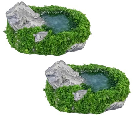 Namvo 2-Pack Stone Lake Decoration Mini Bonsai Statue Mini Zen Garden Decoration Glass Container Bonsai Accessories