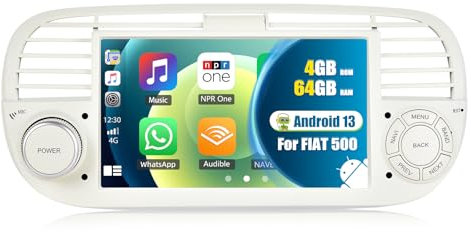 4G+64G 8 Core CAMECHO Android 13 Autoradio mit Navi für FIAT 500 (2007-2015) mit Carplay Android Auto, Doppel Din Radio mit 9 Zoll Bildschirm mit Bluetooth Mirror Link FM/RDS WiFi SWC und USB