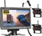 OiLiehu Digitali Wireless Telecamere Posteriori Set,Telecamera Posteriore AHD 1080P con Avviso Angolo Cieco,Telecamera per Visione Notturna Infrarossi IP68,Telecamera Posteriore con 7 Monitor