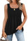 WNEEDU Tank Top Damen Oberteile Tunika Blusentop Schwarz L