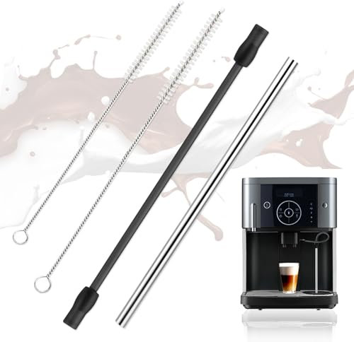 Milchschlauch Set Kompatibel mit Siemens EQ6, Edelstahles Milchrohr und 2 Reinigungsbürste Set Ersatzteil für Siemens EQ6 Series, Bosch Veroaroma Kaffeevollautomat, Langlebig und Hygienisch