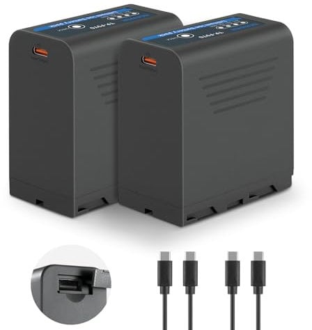 NEEWER Basics 2 Stück NP-F970 Ersatzakkus 7800mAh, kompatibel mit Sony NP-F550 750 950 970 FX3 FX30 A7 Canon R5 Nikon Z8 Kamera Camcorder LED Lichtmonitor, 30W Typ C PD Schnellladung, TP-F970