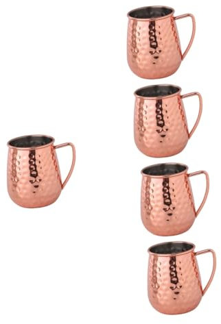 PRETYZOOM 5pcs Moscow Mule Cups Stainless Steel Infuser Mug for Cold Drinks Bar Wine Cups Wine Mug