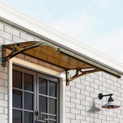 Porte per terrazze esterne, porte d'ingresso, tenda da sole per giardini, balconi e porte, design curvo per proteggere da pioggia e neve marrone