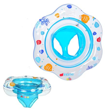 LUMOOM Anillo flotante para bebé con estampado de dibujos animados, anillo de natación inflable, para niños y niñas, niños de 6 a 36 meses (azul)