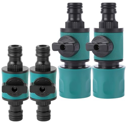 YUEIODDKL 4 Stück Gardena Kupplung,Gartenschlauch Verbinder, Schlauchkupplung, Wasserschlauch Schnellverbinder, 16mm Gartenschlauch Anschluss mit 2 Wege Regulierventil für 1/2 Zoll Wasserschläuche