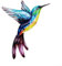Sculpture murale 3D en forme de colibri en métal pour décoration extérieure (bleu)