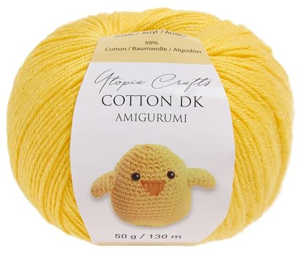 Utopia Crafts Amigurumi Cotton/Acrylic DK Yarn 50g (Yellow)