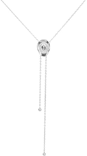 Mikovivi Western Cowgirl Hut Halskette, Cowboy Accessoires Vintage Bolo-Krawatte Lange Anhänger Halskette Statement Schmuck Geschenk für Damen Country Konzert (Silber)