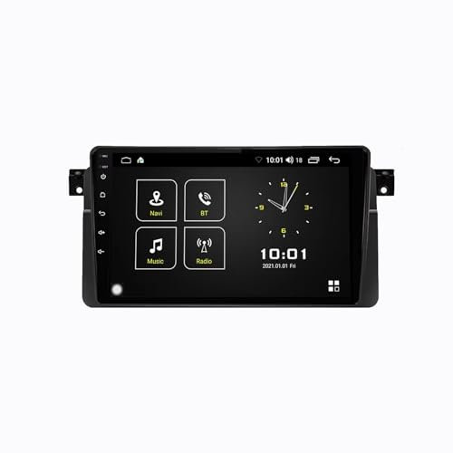 9 Android 15 Pantalla Táctil Radio 2 DIN Coche Pantalla para BMW E46 M3 318/320/325/330/335 con Enlace Espejo/GPS/FM/BT/Ventilador de refrigeración/Reproductor Multimedia(2+32G)