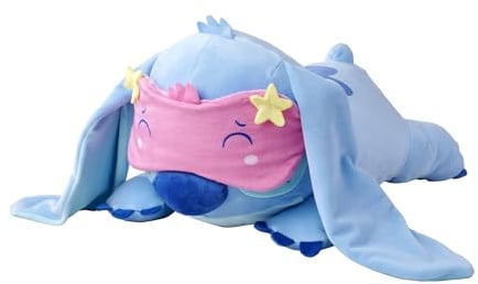 Simba Toys Disney Snuglets Wellbeing - Peluche Stitch couchée - 40 cm - Douce - avec Masque de Sommeil et Poids supplémentaire agréable d'environ 1500 g - Convient dès Les Premiers Mois de Vie - Beau