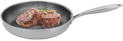 NiuLifeya Bratpfanne, Edelstahlbeschichtete Pfanne, 32cm mit Wabenstruktur, Antihaft Bratpfanne, 410 Rostfreier Stahl, 380 °C Hitze für Gasherden, Induktionsherden, Keramikherden Usw.