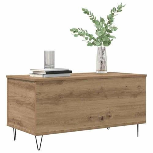 vidaXL Coffee Table Artisan oak 90 x 44.5 x 45 cm Engineered wood, Stylish Coffee Table, Modern Industrial Living Room, Versatile For Urban Homes, Functional Decor Support