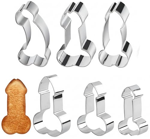 RhiVrillio Lustiges DIY Keksausstecher Set 6 Stück Edelstahl Penis-Form Kreative Ausstechformen Back-DIY Zubehör für Junggesellenabschied Frauenparty Geburtstagsparty Eigengemachte Snacks
