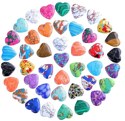 30er Set herzförmiger Steine, Bunte Kristall-Glückssteine, Farbenfrohe Heilsteine in Herzform, Geeignet für Meditation, Dekoration und DIY-Geschenke