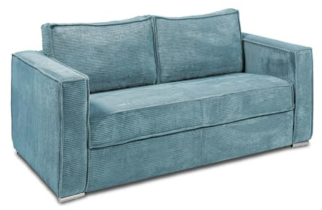 Vente-unique - Schlafsofa 4 Loreto - Samt - türkisblau