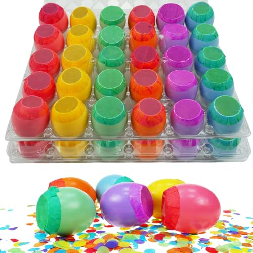 NORTH CLIFF 60 Pack Party Confetti Eggs Cascarones, Explosion Eggs with Confetti Inside, Party Game for Independence Day, World Cup, Cinco de Mayo, Birthday Party & Graduation Celebration