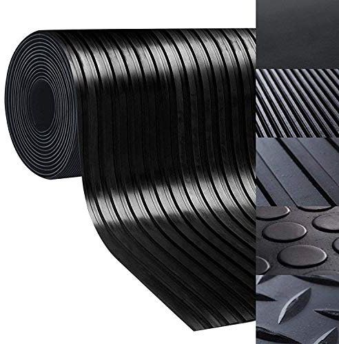 Floordirekt Bodenmatte aus Gummi - rutschfeste Gummiplatte | Geeignet als Garagenbodenmatte, Pferdestallmatte oder Werkbankmatte | Viele Größen zur Auswahl (1x8 m, Breit gerippt - Stärke: 3mm)