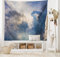 ABAKUHAUS Natur Wandteppich, Regen Sturm Wolken Himmel aus Weiches Mikrofaser Stoff Waschbar ohne Verblassen Digitaldruck, 150 x 110 cm, Blau Weiß