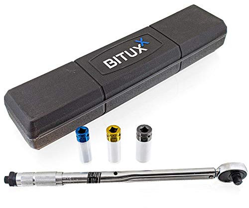 BITUXX® Drehmomentschlüssel Set 1/2 40-210 Nm Ratsche Drehmoment Schlüssel inkl Felgenschutz Schlagnüsse Nüsse (17 mm / 19 mm / 21 mm) für PKW Auto KFZ Radewechselset