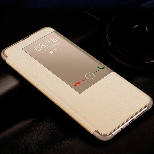 numerva kompatibel mit Huawei Mate 20 Lite Hülle Clear View Mate 20 Lite Schutzhülle Flip Cover Gold