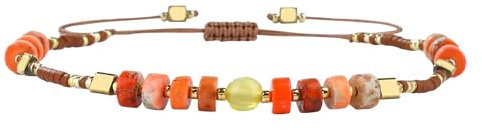 KELITCH Seed Perlen Freundschaft Armbänder Dünne Seil Armbänder Frauen Handgemachten Schmuck (Orange M)