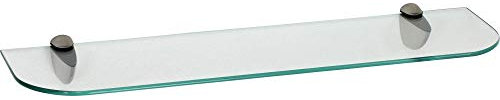 ib style® Glasregal 6mm |inkl. Befestigungsclip CLASSICO Edelstahloptik | 11 Größen| 2 Dekore | Klar | 60 x 12 cm