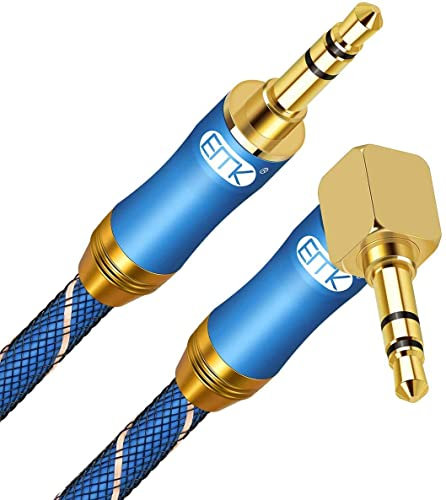 EMK AUX Kabel Rechtwinkliges 3,5mm Audiokabel Aux Jack zu Jack 90 Grad Stereo-Auxiliary Kabel für Telefon, Auto, Bluetooth Lautsprecher, Laptop, Headset, Handy (2 m)