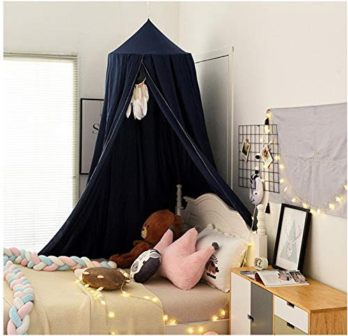 RAILONCH Betthimmel Babybett, Kinder Moskitonetz Spitze Baldachin, Mädchen Prinzessin Himmelbett Bettvorhang für Spiel Lesen Schlafzimmer Ankleidezimmer (Dunkelblau)