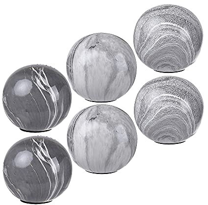 A&B Home Decorative Balls - Decorative Orbs for Bowls Vases Table Centerpiece Decor, 4 Grey Ceramic Sphere for Living Room Dining Room, Set of 6