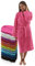 LEBENGOOD Peignoir unisexe pour femme et homme 100% coton éponge américain 400 g avec ceinture, poches, douche, peignoir doux, serviette (Fucsia L)