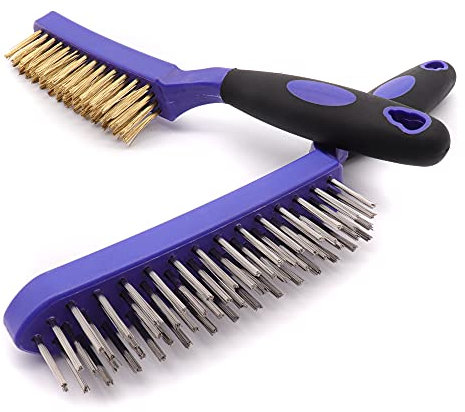 COTTAM Wire Brushes Set | Brass & Stainless Steel Wire Brushes For Cleaning | Long Handle Wire Brushes For Rust Removal, BBQ & Cleaning