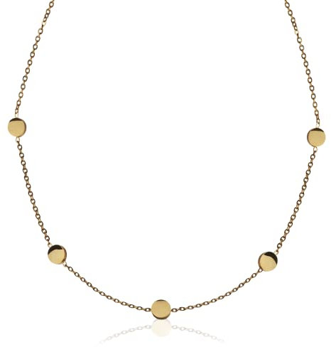 Kette mit Plättchen Damen • feine Halskette mit Coins • schlichter Gold Choker aus Edelstahl für Frauen • verstellbare Länge (32-44 cm)