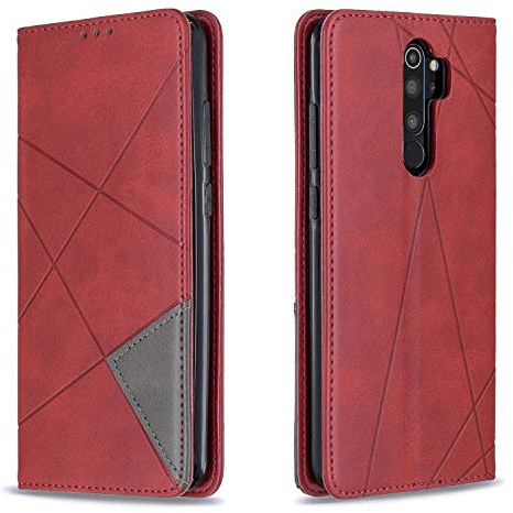Posanter Cover per Xiaomi Redmi Note 8 Pro, Flip Custodia Portafoglio Caso Libro Pelle PU e Slim TPU Silicone Antiurto, Ultra Sottile con Chiusura Magnetica e Tasca per Carte Flip Wallet Caso (Rosso)