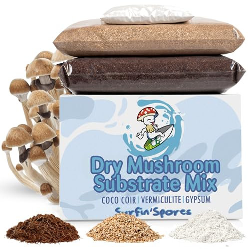 Surfin' Spores Trockenpilz-Substrat-Mischung, produziert 4,5 kg pasteurisiertes Schüttsubstrat, CVG-Mischung (Kokosfaser, Vermiculit, Gips)