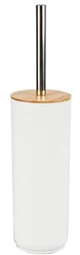 D,casa - Set Accesorios Baño de Bambú Estilo nordico Blanco - Escobillero