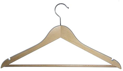 Hagspiel Kleiderbügel aus Holz, Kleiderbügel aus Buchenholz, Natur lackiert (Wasserlack), drehbarer Metallhaken, Made in Austria (12 St. mit Steg und Kerben)