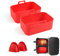 CUTIECLUB Silicone Pot for Ninja Foodi AF300UK, AF400UK & 7.6L-9.5L or Larger Dual Air Fryer, Food Safe Reusable Air Fryer Liner Basket Rectangle Bowl Accessories with Finger Holder Set Red