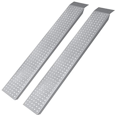 UISEBRT 2 Stück Auffahrrampe bis 400kg - Laderampe verzinkter Stahl Verladerampe 135cm Verladeschiene rutschfest Anhängerrampe für Auto Motorrad Anhänger Rasenmäher - 135cm Silber