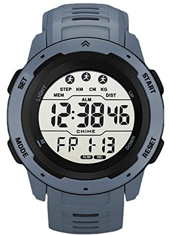 Asixxsix Digitale Sportuhr,50M wasserdichte Uhr mit Stoppuhr Countdown-Timer Alarmfunktion LED-Hintergrundbeleuchtung Digitale Armbanduhr Elektronische Uhr für Männer Frauen KinderStudenten (Grau)