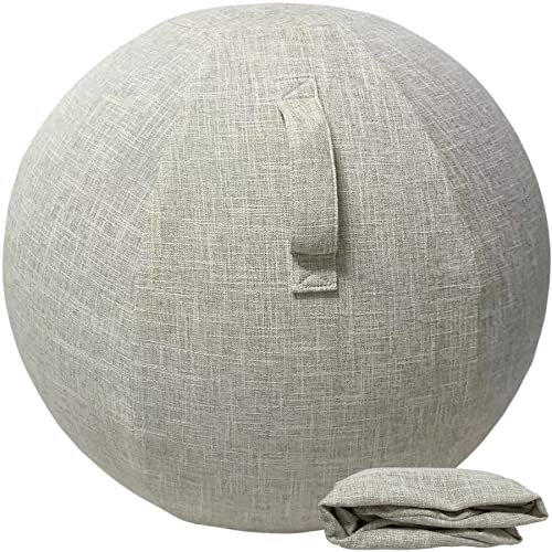 Alywen Schutzhülle für Ball, Fitnessstudio, Bezug für Übungsball, Swiss Ball, Büro, schmutzabweisend, langlebig, rutschfest, für die Schwangerschaft (75 cm, Cremeweiß)