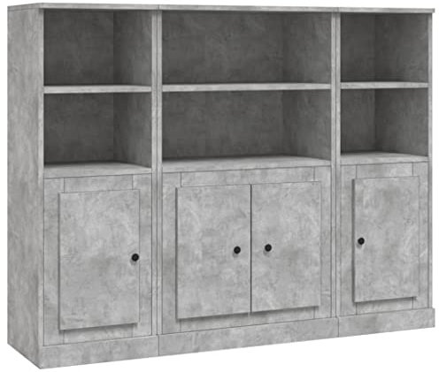 Buffets 3 pcs gris béton bois d ingénierie