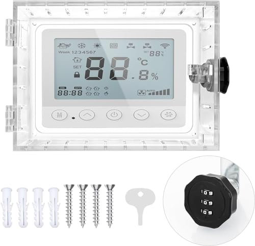 Young Dance Universal Thermostat Combination Lock Box, Clear Large Thermostat Guard for Wall Thermostats, Thermostat Cover Fits Thermostats 6.5 H x 4.72 W x 1.97 D or Smaller (1 Set)