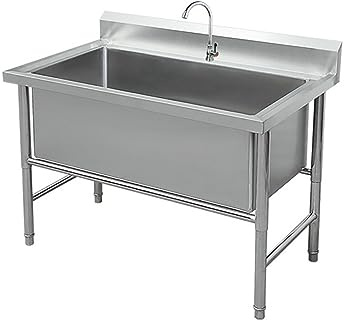 Evier Exterieur De Jardin INOX Evier Cuisine 1 Bac Evier De Camping Seul Lavabo avec Robinet Et Dosseret Evier Exterieur De Jardin Profondeur De La Fentecm 40cm Evier Buanderie Facile À Installer (Si