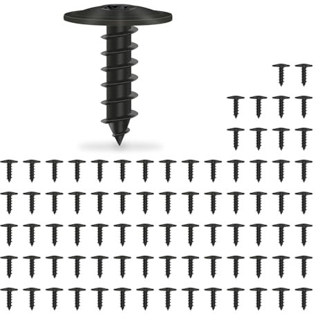 80Pcs Vis Noire, Vis M5 x 16mm, Vis Autoforeuse Metal, pour Pare-chocs, Garde-boue, Vis Autoperforante