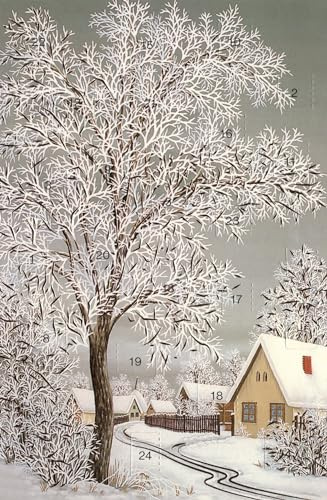 Nostalgischer Adventskalender A4 Winterlandschaft Winterdorf