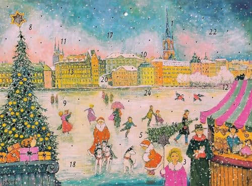 chemstickattack Nostalgischer Adventskalender Stockholm aus Karton zum aufhängen A4