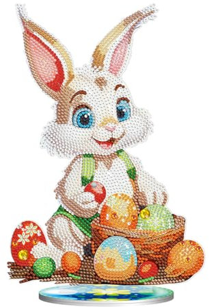 Starnearby DIY Diamond Painting Ostern Deko, Ostern Malerei Ostereier Tischdeko, Diamant Painting Kaninchen, Diamant Malerei Frühling Ornamente Festliches Geschenk Ostern (C)