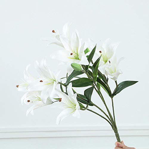 SmPinnaA Fleur Artificielle 9 Têtes Impression 3D Bouquet De Fleurs De Lys Fausse Fleur Photographie Mariage Décoration De La Maison-Jaune